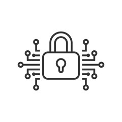 Cyber security icon in flat style. Padlock locked vector illustration on white isolated background. Closed password business concept.