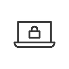 Cyber security icon in flat style. Padlock locked vector illustration on white isolated background. Laptop business concept.