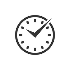 Real time icon in flat style. Clock vector illustration on white isolated background. Watch business concept.
