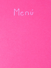 Fototapeta na wymiar scritta menu su cartoncino rosso
