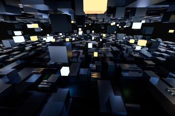 Obraz premium 3d rendering, cubes board space, fantasy world