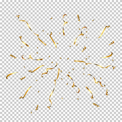 Fototapeta premium Golden serpentine burst isolated on transparent background. Vector holiday design element.