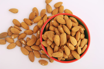 Almond at white background