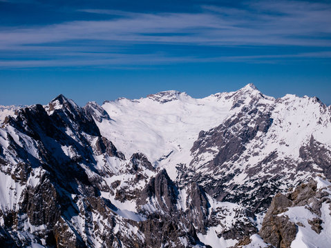 Zugspitzplatt im Winter von der Leutascher Dreitorspitze aus betrachtet