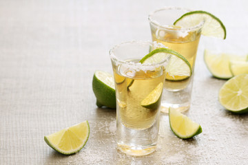 Tequila shots with lime