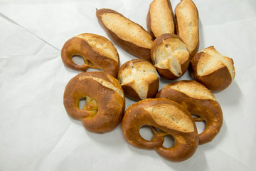 pretzel bread on white paper