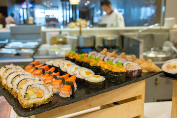  delicious mixed maki roll in restaurant