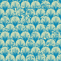 Vector modern geometric tile pattern with grunge effect. Abstract art deco retro vintage background.