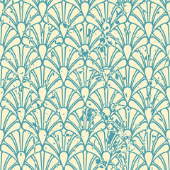 Vector modern geometric tile pattern with grunge effect. Abstract art deco retro vintage background.