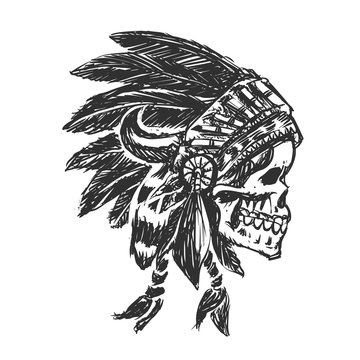  Indian chief skull - Vector illustration