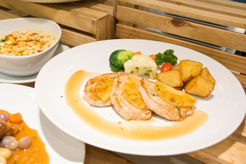  delicious pork steak on white plate