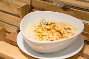 lasagna Spanish in white dish