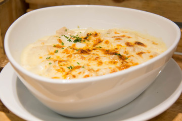  lasagna Spanish in white dish