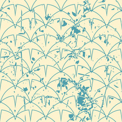 Vector modern geometric tile pattern with grunge effect. Abstract art deco retro vintage background.