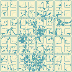 Vector modern geometric tile pattern with grunge effect. Abstract art deco retro vintage background.