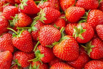 Fresh organic Strawberry fruit background Top view closeup