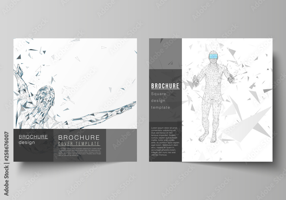 Poster minimal vector illustration of editable layout of two square format covers design templates for broc