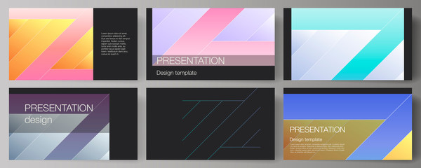 The minimalistic abstract vector illustration of the editable layout of the presentation slides design business templates. Creative modern cover concept, colorful background.