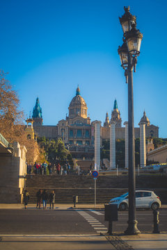 Placa de Ispania (The National Museum) in Barcelona, Spain,2019