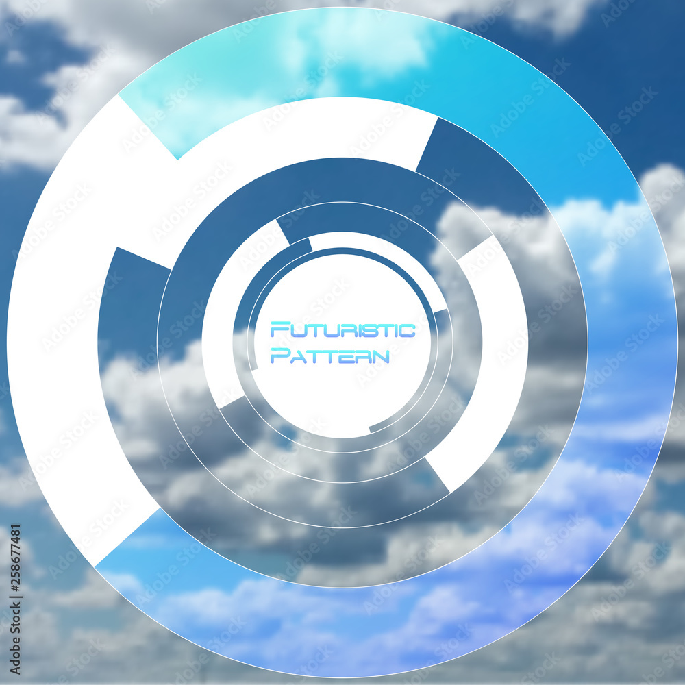 Aufkleber circular pattern, circle elements forming geometric frame for photo with colorful blue color gradien