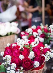 Beautiful bouquet of red roses (selection focus)