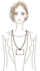インターン　中途入社　転職　ICカード　社員証　人物イラスト　女性