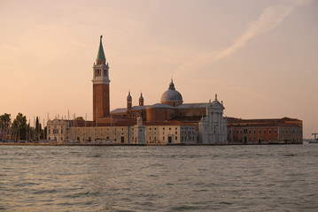Fototapeta premium View of the Cathedral of San Giorgio Maggiore in the early September morning. Venice, Italy