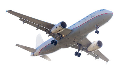 Fototapeta na wymiar modern airplane on isolated white background