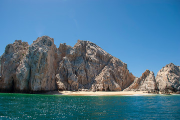 Fototapeta na wymiar The cliffs at Lands End in Cabo San Lucas at the tip of the Baja California in Mexico