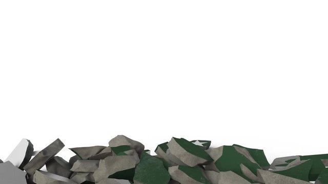 Breaking wall with painted flag of Pakistan. Pakistani crisis conceptual 3D animation