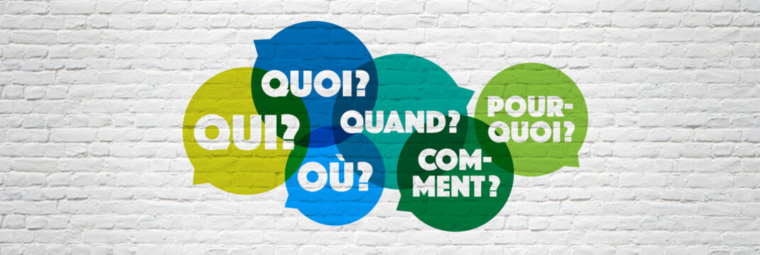 Bulles "quoi, qui, o&ugrave;, quand, comment, pourquoi ?"	