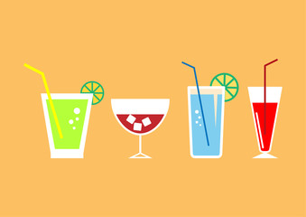 Set of drink icons - vector illustration.
