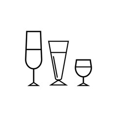drink lines icons on white background - vector illustration.