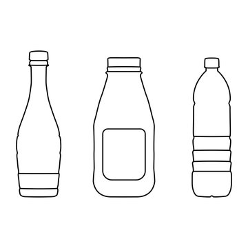 Bottle lines icons on white background - vector illustration.
