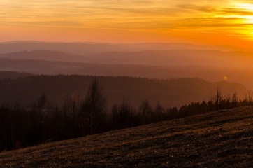 Obraz premium Zachód słońca Bieszczady 