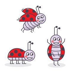 flat cartoon cute Funny ladybag set