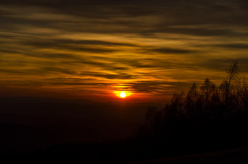 Zachód słońca Bieszczady 