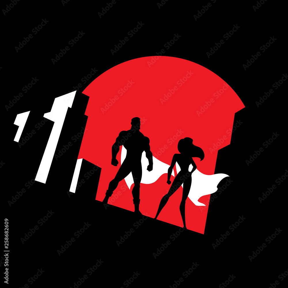 Wall mural Superhero Couple Background Symbol