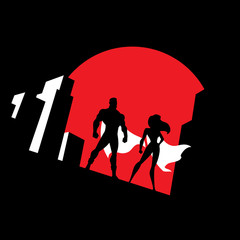 Superhero Couple Background Symbol