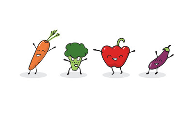 Naklejka premium funny vegetables - carrots, broccoli, pepper, zucchini