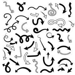 Arrows set. Mixed style black flat icons