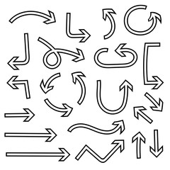 Outline arrows. Set of curved icons