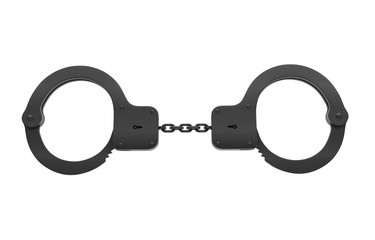 Black handcuffs. 3d rendering illustration isolated