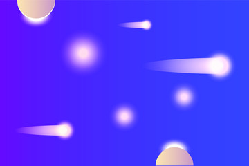 Horizontal cosmic background with planets and comets, meteorites and starlight. Gradient backdrop in light pink and blue color for web design.