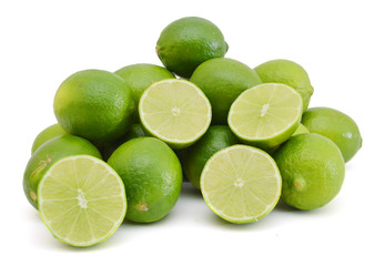 Fresh ripe lime isolated on white background