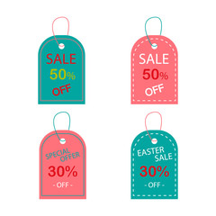 Easter sale tags in pastel colors special offer sale 50 30
