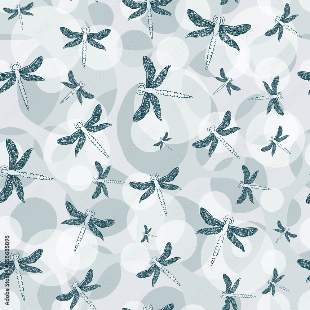 Poster modern template for fabric design with dragonflies. seamless vector background. abstract vector back