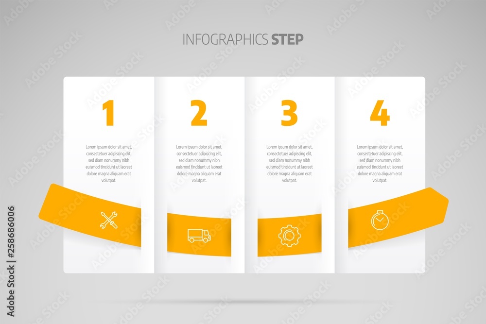 Aufkleber infographic design timeline or process chart. business data element of chart, graph, diagram with 4 