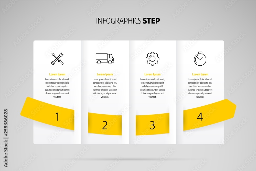 Aufkleber infographic design timeline or process chart. business data element of chart, graph, diagram with 4 