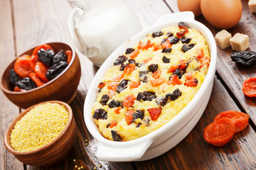 Millet casserole with dried fruits